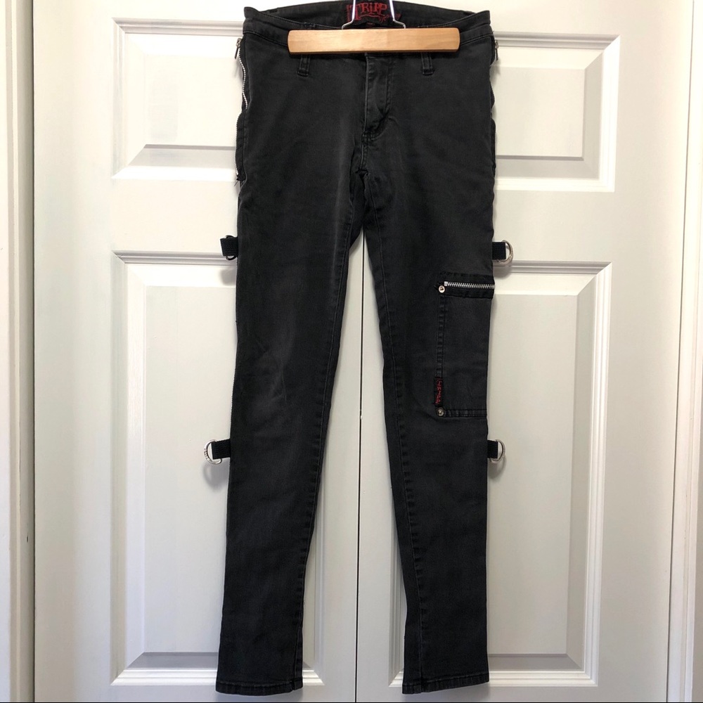 TRIPP NYC Black/Gray Zipper Skinny Jeans